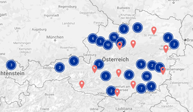 Projektlandkarte 2021-2027 EU geförderte Projekte durch EFRE und JTF Förderprogramme, darunter Innovationsförderung, Investitioneförderung, Förderung nachhaltige Investitionen, Förderung Reduktion Treibhausgase, Förderung thermische Gebäudesanierung, KMU-Förderung, Förderung Gemeinden, Förderung Energieeffizienz, Förderung Energieeffizienz,  Forschungsförderung,  Förderung Ökoinnovationen, Förderung von Stadtregionen, Förderung Gemeinden, nachhaltige städtische Entwicklung, nachhaltige ländliche Entwicklung, klimaneutrale Wirtschaft etc.